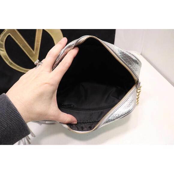 Victorias Secret Crossbody Purse Silver W/ Chain Strap Tassel + Black Tote Bag - Picture 9 of 9